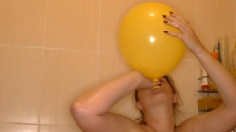 Ballony Girl under the shower