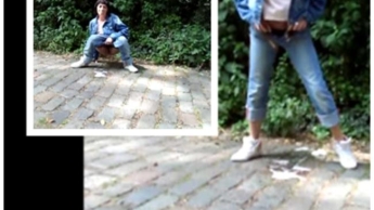 Gehwegpiss in Jeans