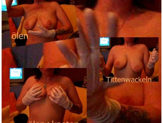 Tittenölung in Latexhandschuhen+talk