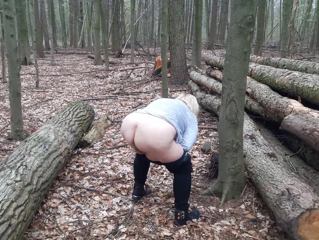 abpissen im Wald