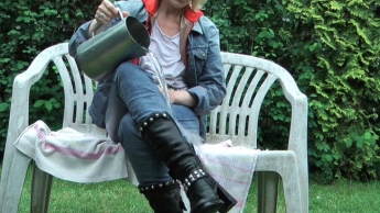 und nach dem stiefelwaschen